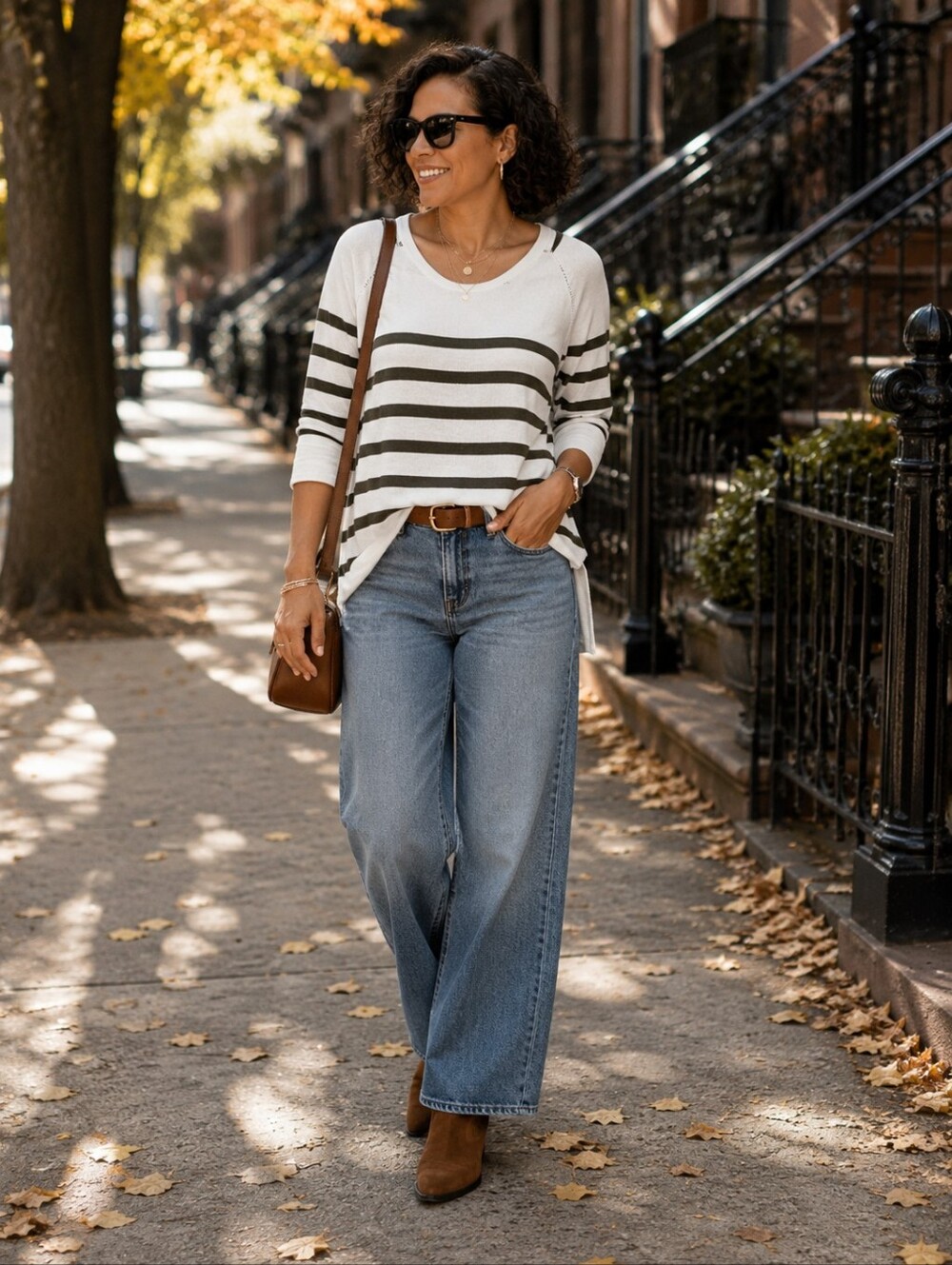 Market & Spruce Olive and White Striped Boatneck Long Sleeve Top